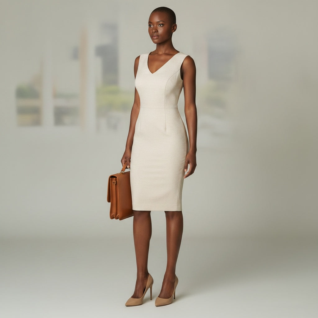 White House Black Market Linen Blend Sheath Dress – Nude – Size 6