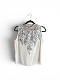 White House Black Market Floral Mock Neck Sleeveless Blouse – Ivory – Size 6