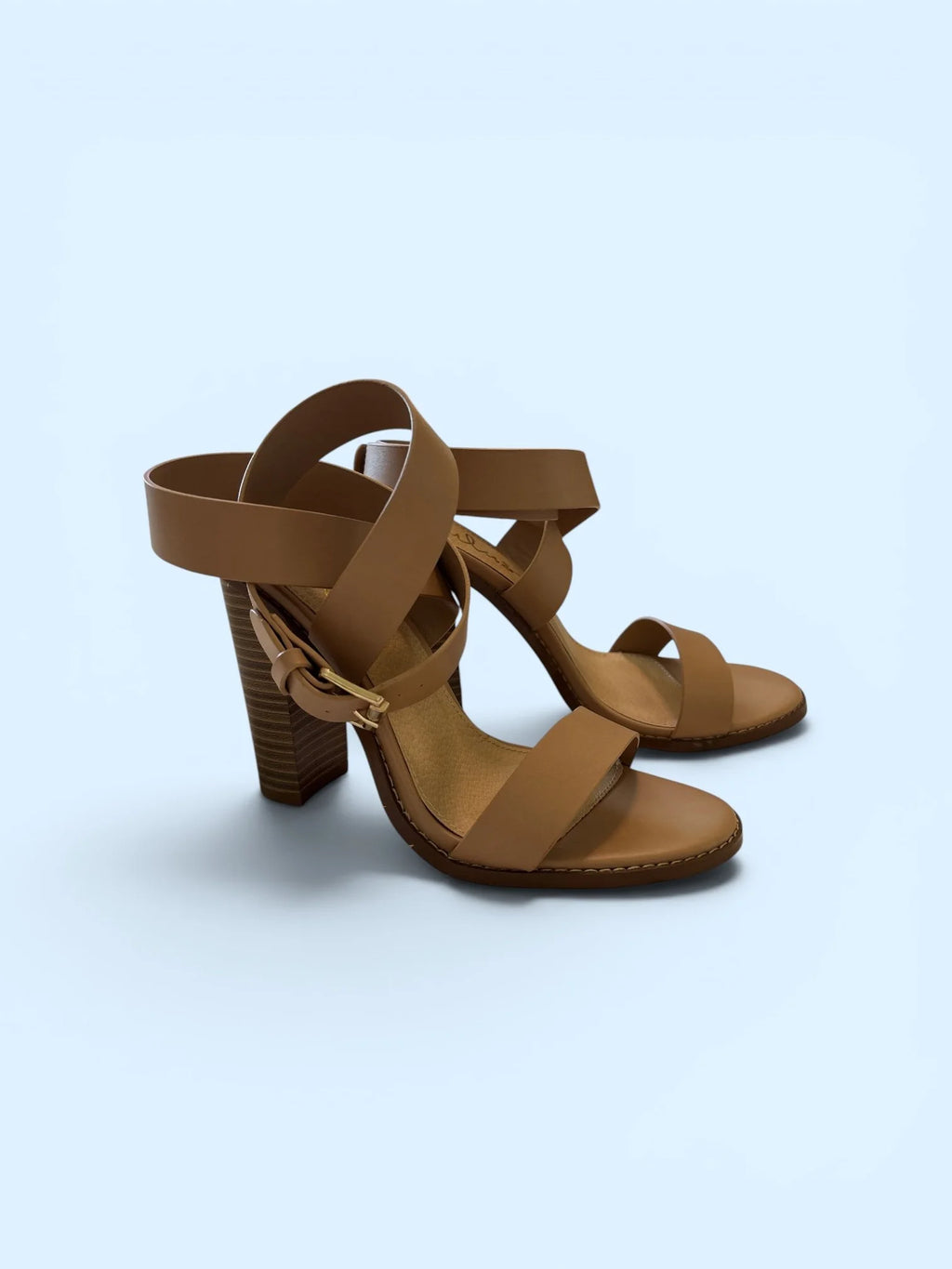 Lulus Shelby Nude Wrap-Around Block Heel Sandals - Size 7 - Original Box