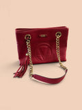 Mario Valentino Red Leather Chain Shoulder Bag – Like New