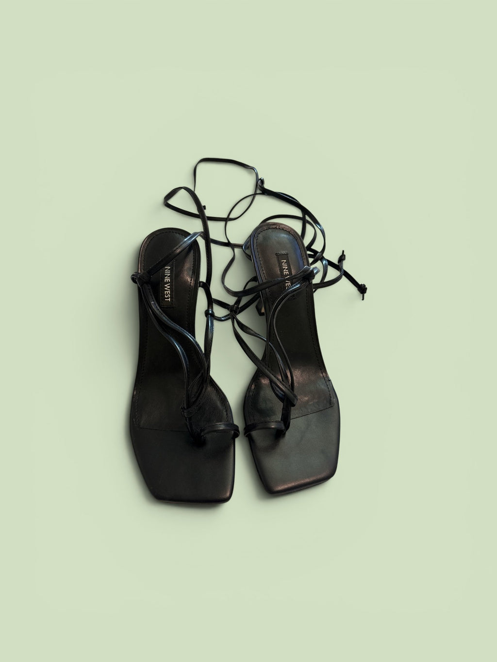 Nine West Black Lace-Up Toe Ring Heeled Sandals - Size 7 - Worn Once