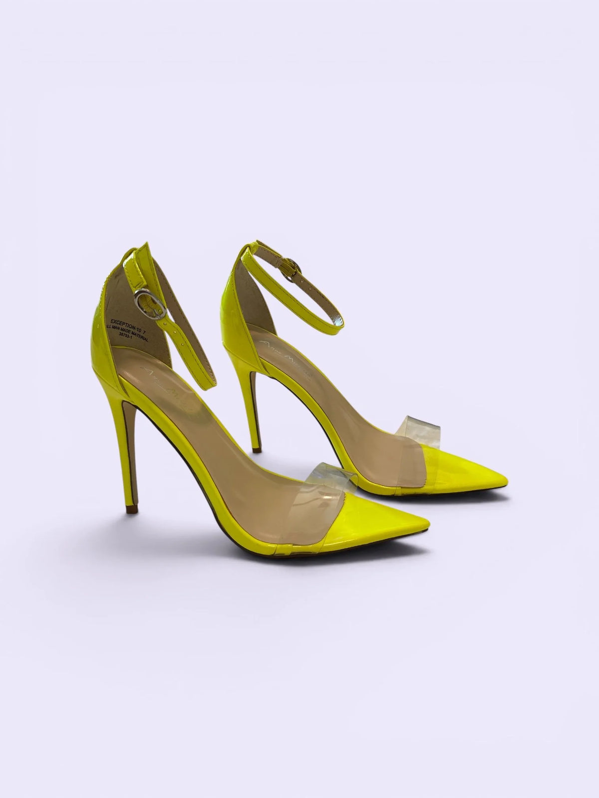 Anne Michelle Neon Yellow Clear Strap Stiletto Heels - Size 7 - New in Box