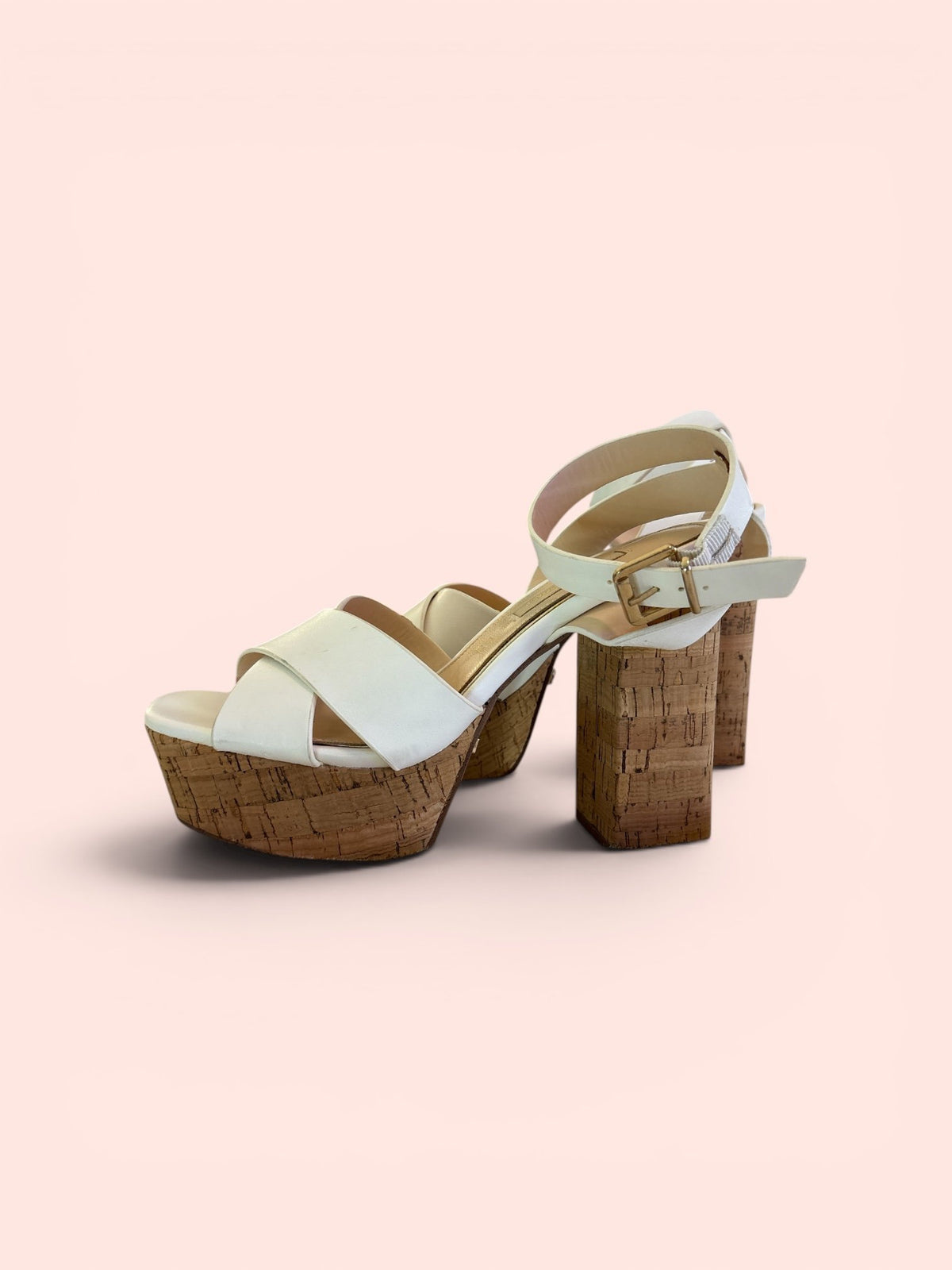 Prima Donna White Platform Cork Heel Sandals – Women’s Size 6.5 – Brand New